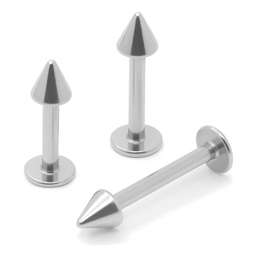 Piercing Labret Topo Spike Titanio 8mm 10mm Cor Prata - 8mm