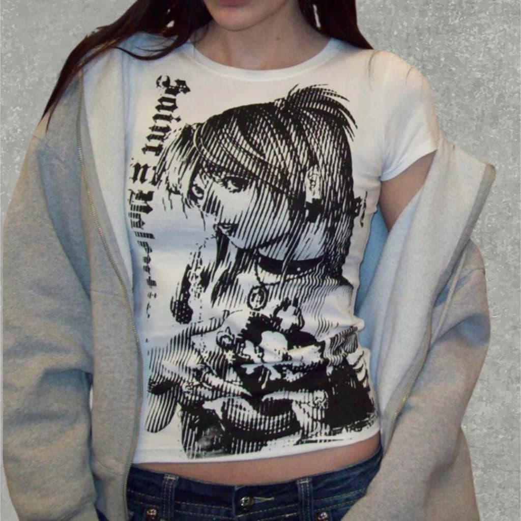 Camisa Blusa Baby Look Camiseta Anime Death Note Misa Amane Streetwear Gótico Emo - Envio Rápido