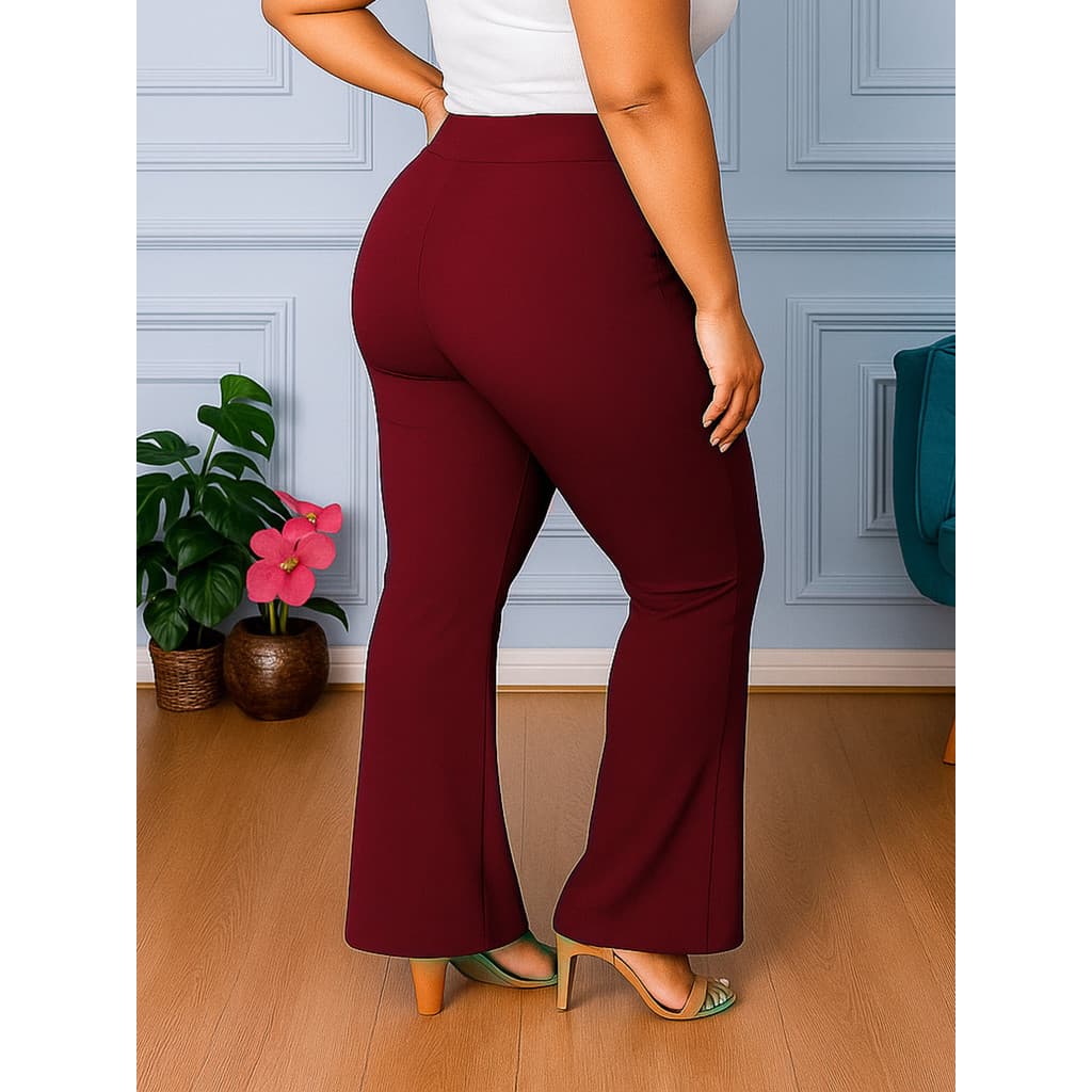 Calça Bailarina Plus Size Boca De Sino Fitness E Dia A Dia