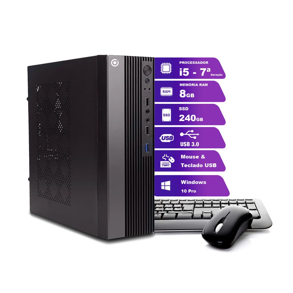 Computador ON SLIM i5 7ª 8GB 240GB-SSD Windows 10 PRO