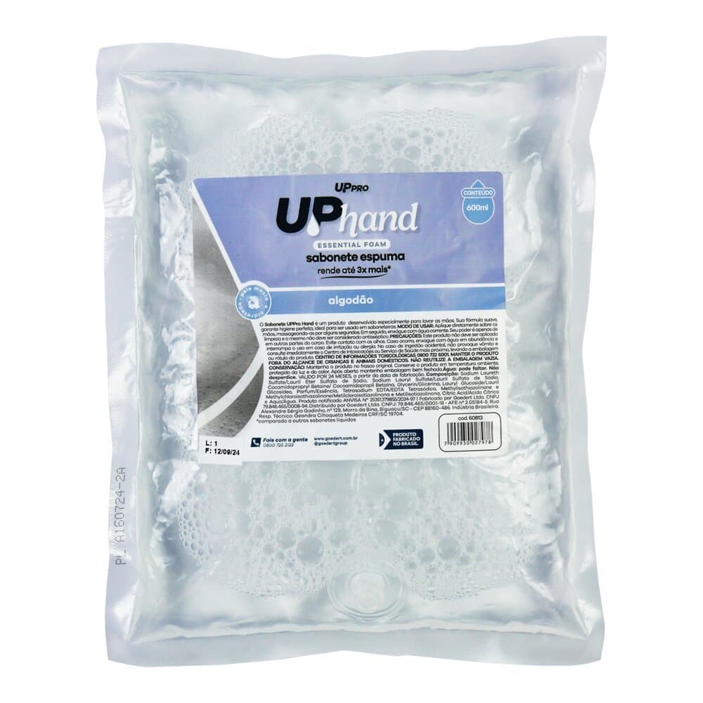 Sabonete espuma 1x  Refil 600 ml UPPro Hand – Algodão 🧼