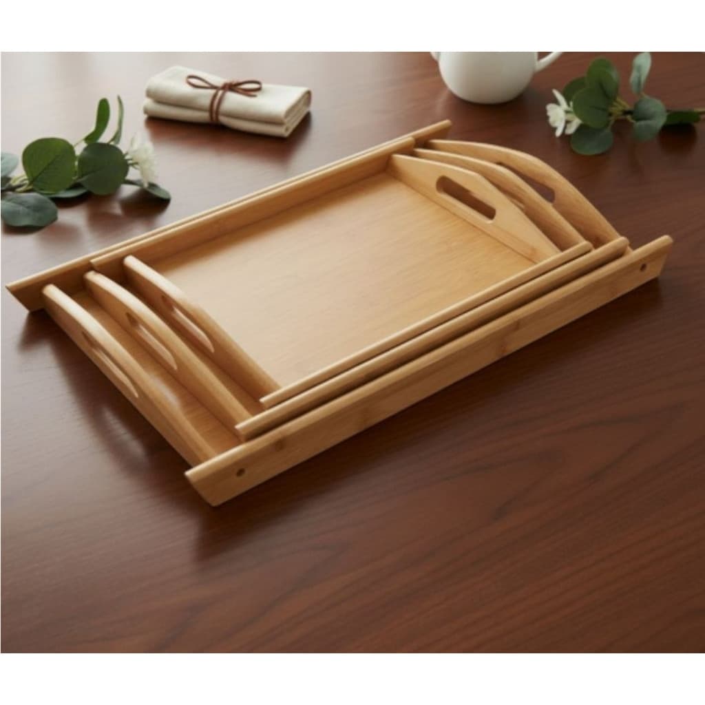 Kit 3 Bandejas MDF Alça Mesa Posta Retangular Lovely Vibe