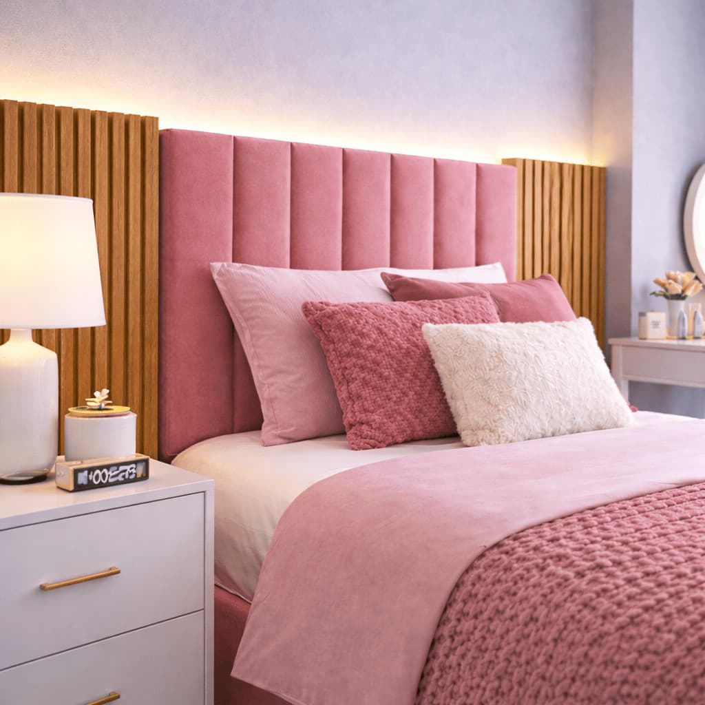 Painel Cabeceira Estofada com Ripado | Transforme Seu Quarto em Minutos