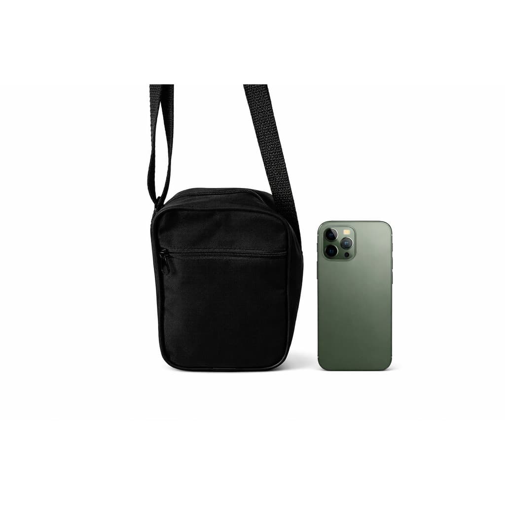 Bolsa Bag Transversal Esportiva Unissex Compacta com Zíper Preta