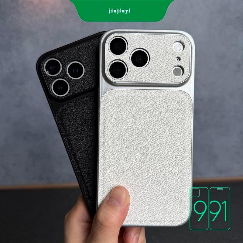 Capa De Telefone Luxuosa Com Padrão De Couro Para iPhone 17 16 15 14 Pro Max , Moldura Macia Traseira Rígida Anti-Impres