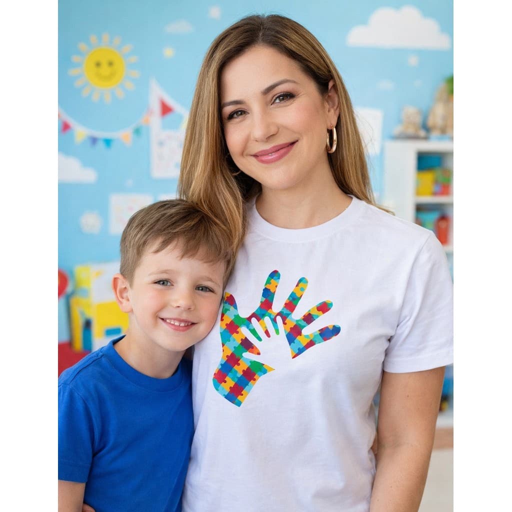 Blusa Tirsht Autismo Feminina Preta Algodão Camiseta Autista Mae Amor Crianca Camiseta Moderna