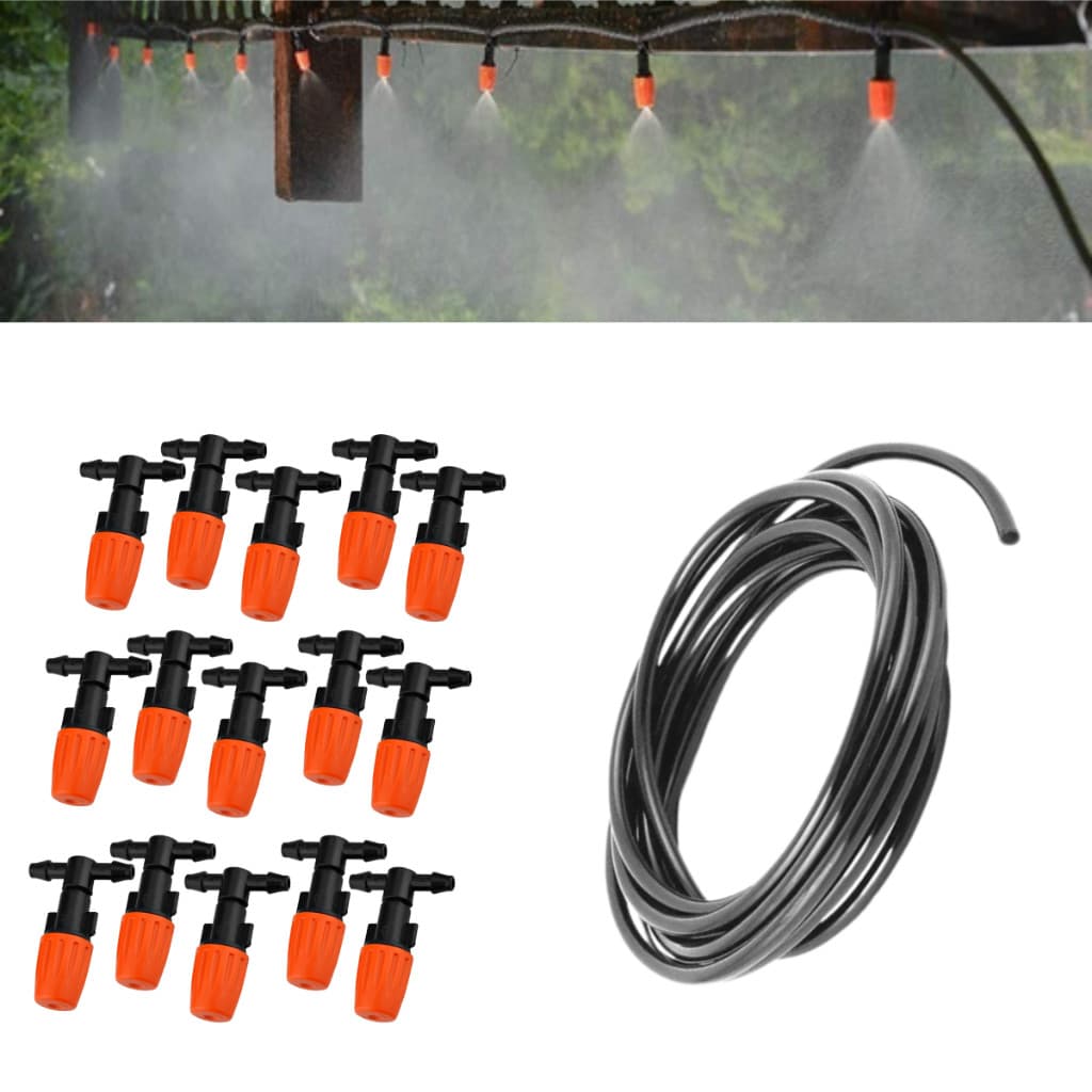 Kit 15 Bico Nebulizador Aspersor Irrigação + 15 Metros de Mangueira Tubo
