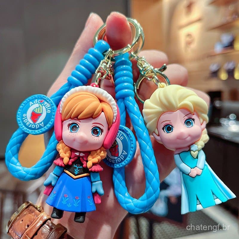 Chaveiro da Frozen - Princesa Elsa e Olaf , Pingente de Anime para Mochila, Presente Colecionável