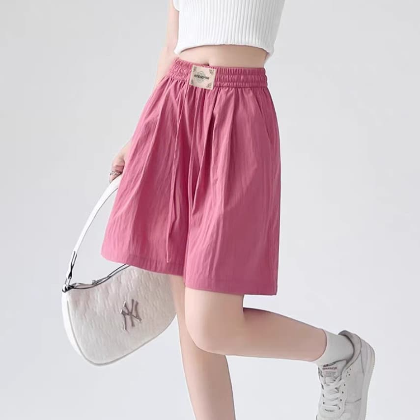 Mulheres novo estilo Shorts verão fino cintura alta Casual calças de perna larga soltas calças de cinco pontos N111