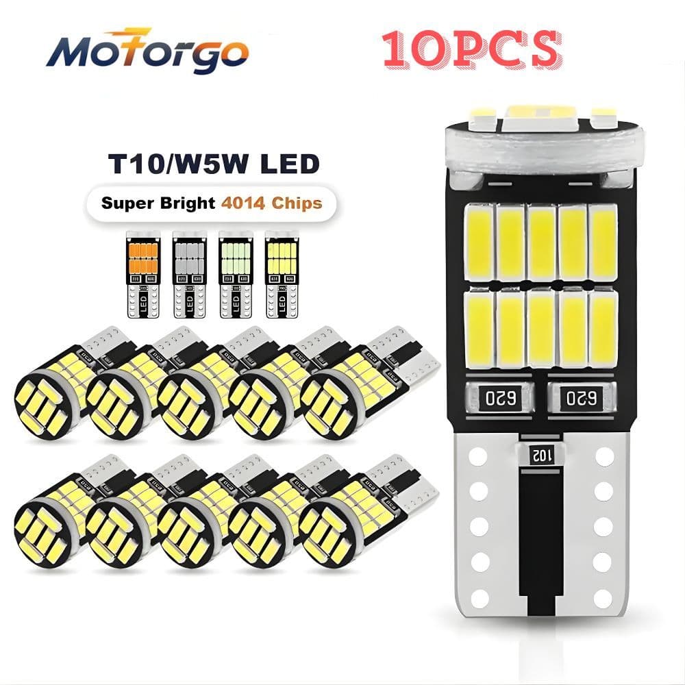 ✨ 10-PCS Alto-Falante T10/W5W Lâmpadas LED Para Carro 4014 SMD 6000K Branco CANBUS Sem Erros Luz De Placa De Cúpula/Mapa