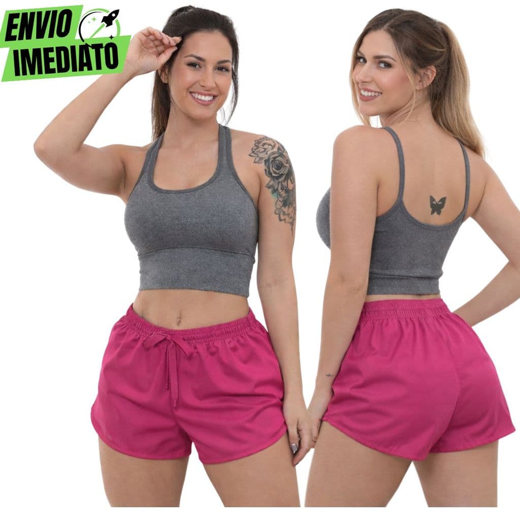 Short Feminino Tactel Academia Praia  Shorts Piscina Treino Shortinho Ver茫o Sa铆da de praia