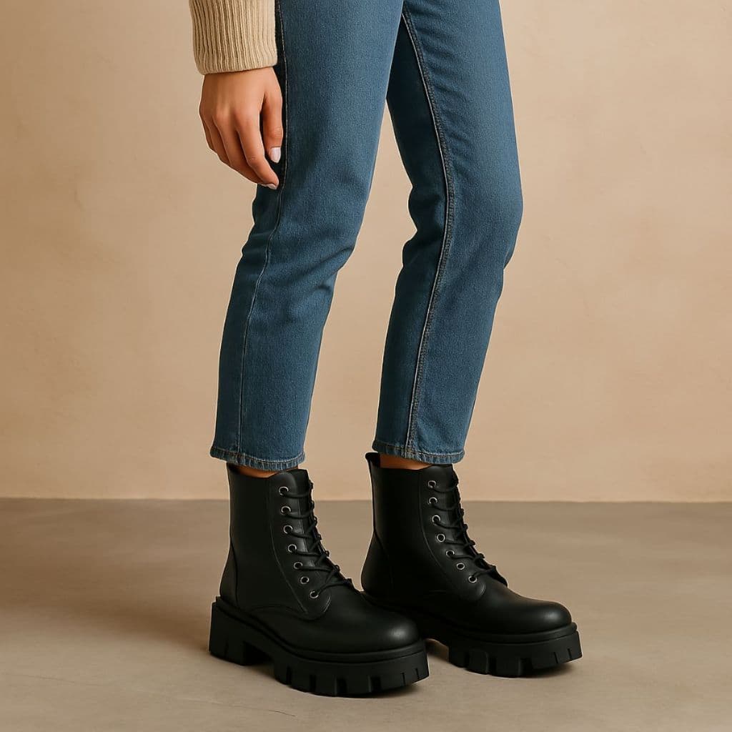 Bota Feminina Coturno Tratorada Motoqueira Lançamento Inverno