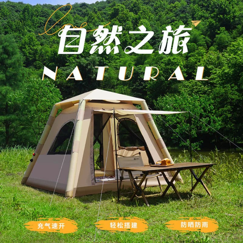 Tenda totalmente automática inflável, 3-5 pessoas, acampamento ao ar livre, espessada, à prova de chuva, portátil, equip