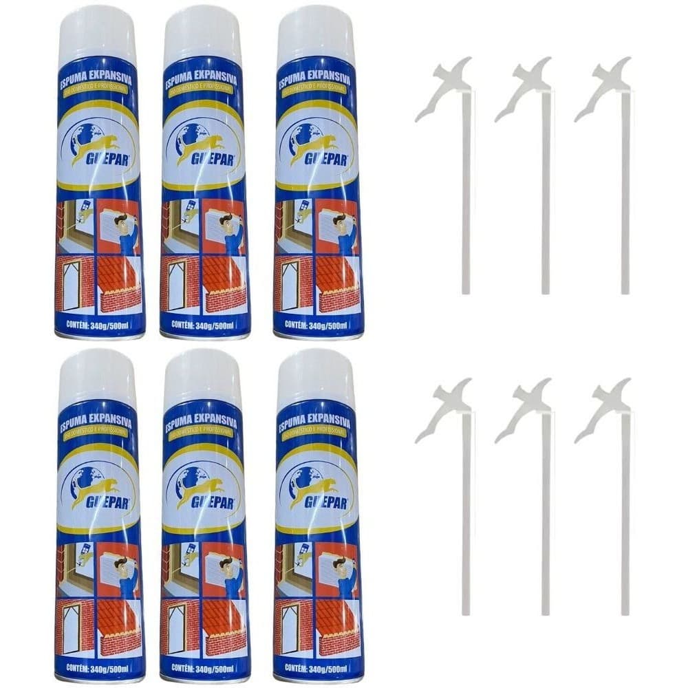 Espuma Expansiva 500ml Para Portas E Janelas 6 Latas Guepar
