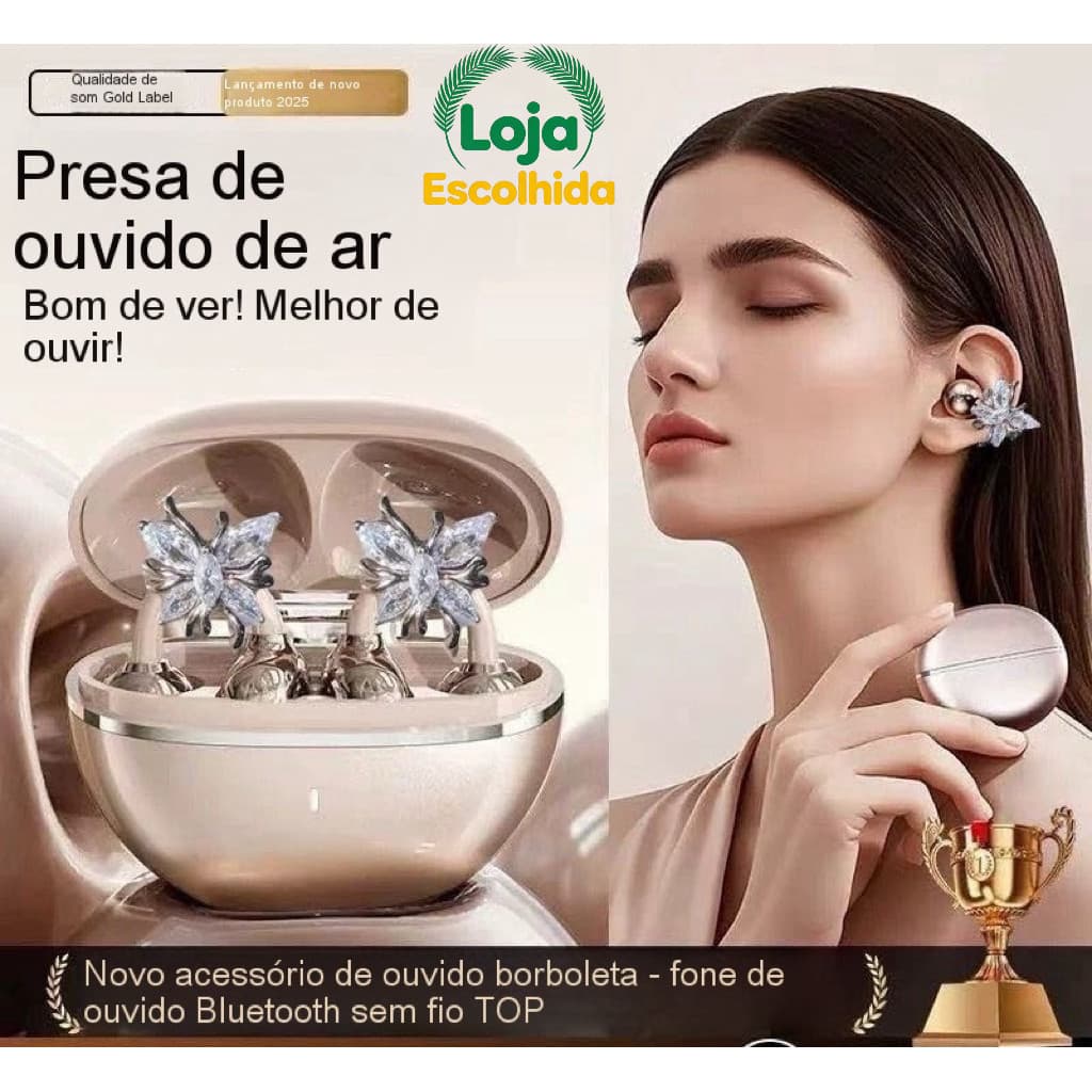 2026 Novo estilo de brincos de borboleta de alta qualidade Fones de ouvido Bluetooth Fones de ouvido esportivos sem fio