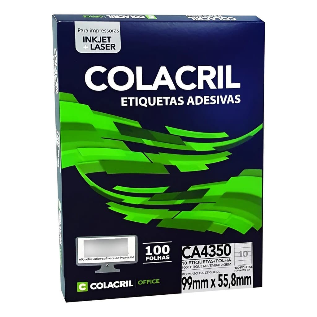 Etiqueta Impressora A4 99 X 55,8MM 100 FLS CA4350 Colacril