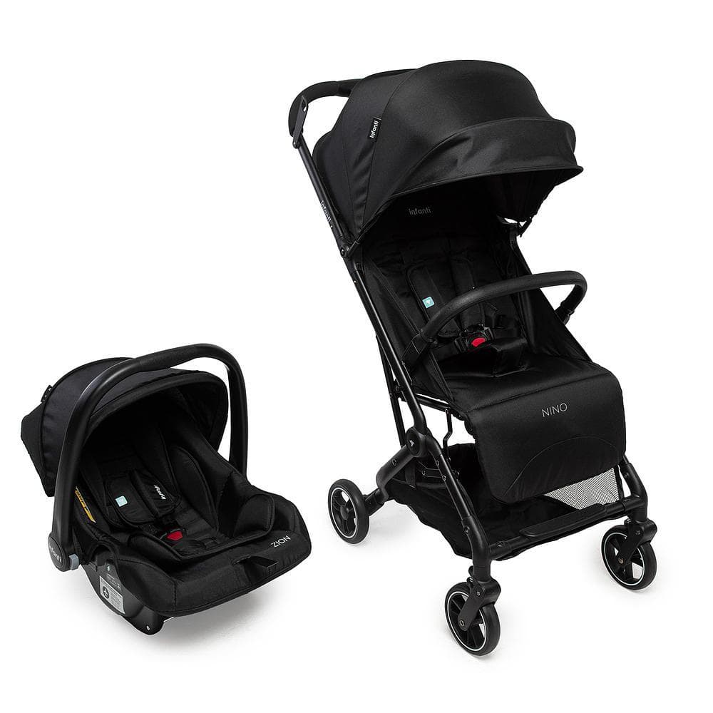 Carrinho com Bebê Conforto Nino Travel System Duo Infanti 0-15kg Compacto Preto