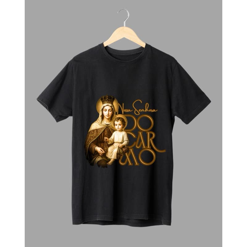 camisa Camiseta Nossa Senhora do Carmo Unissex Algodão Fé Católico - Infantil, Adulto e Plus Size