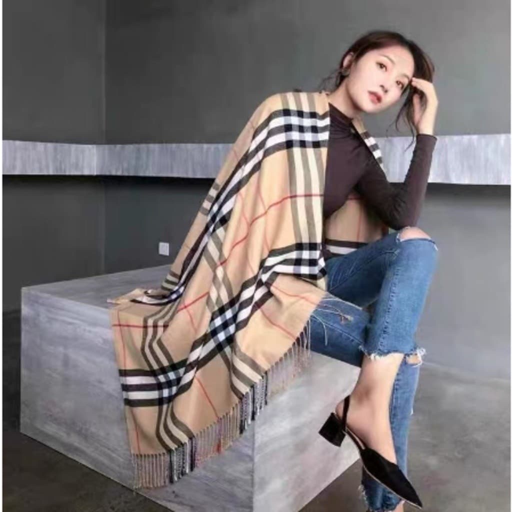 Cachecol xadrez clássico outono inverno quente xale fino cachecol borla feminino