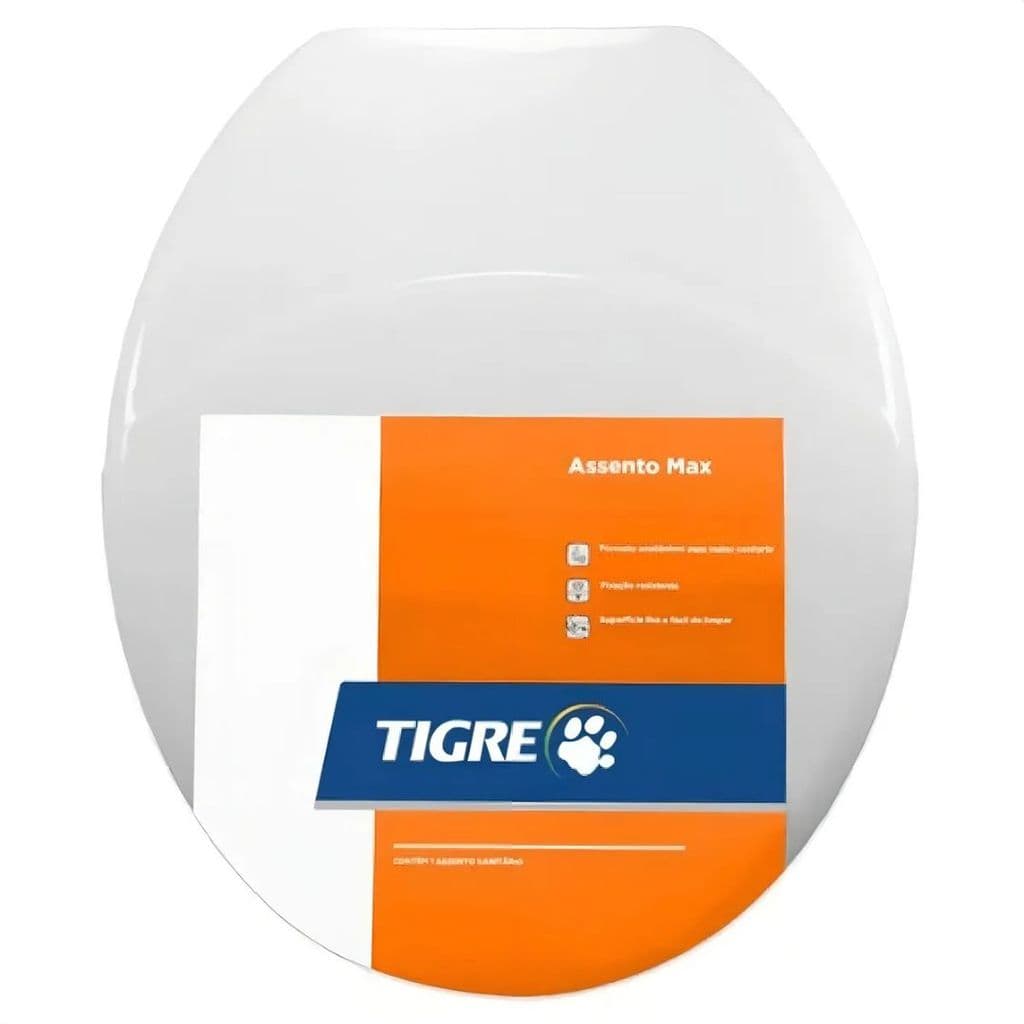 ASSENTO SANITÁRIO TIGRE MAX UNIVERSAL OVAL ORIGINAL ALTA RESISTÊNCIA FÁCIL INSTALAÇÃO BANHEIRO