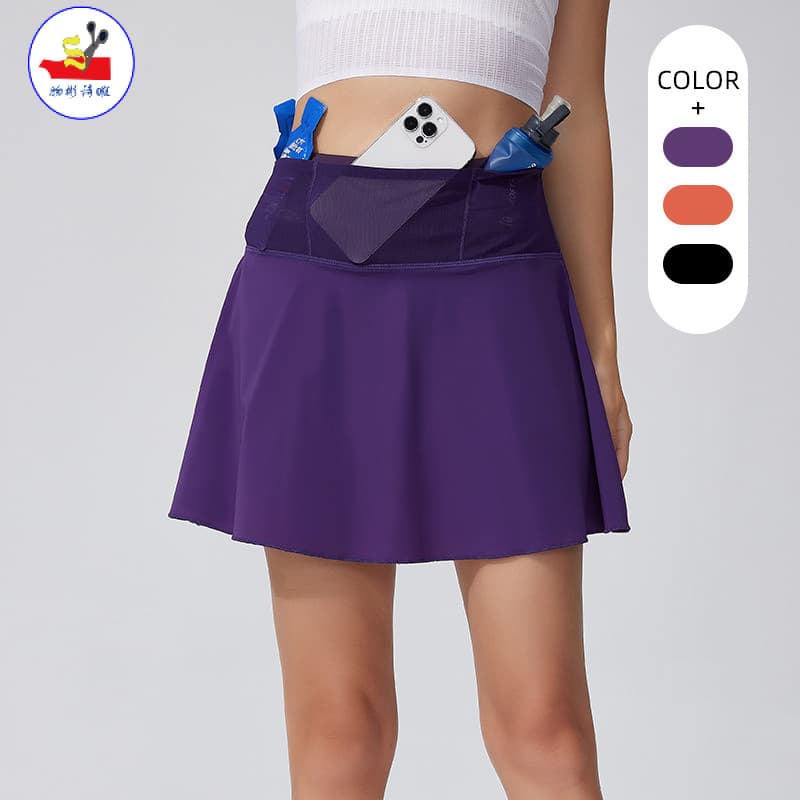 WSX saia de tênis esportiva feminina, duas peças, cintura alta, aparência mais fina, Shorts esportivos, Fitness, Anti-re