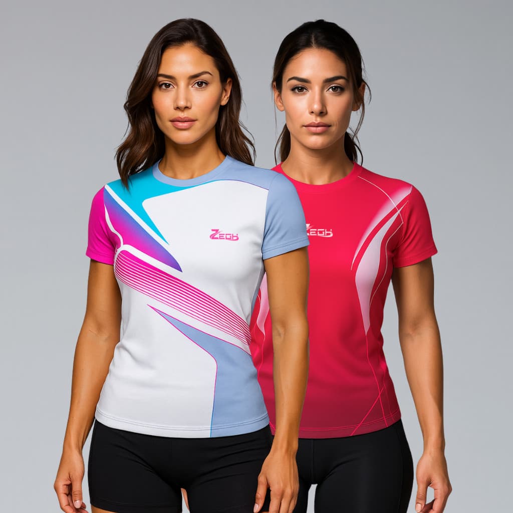 Kit 2 Camisas Camiseta Dry Fit Feminina Para Academia Corrida Zegh Rosa Com Proteção UV