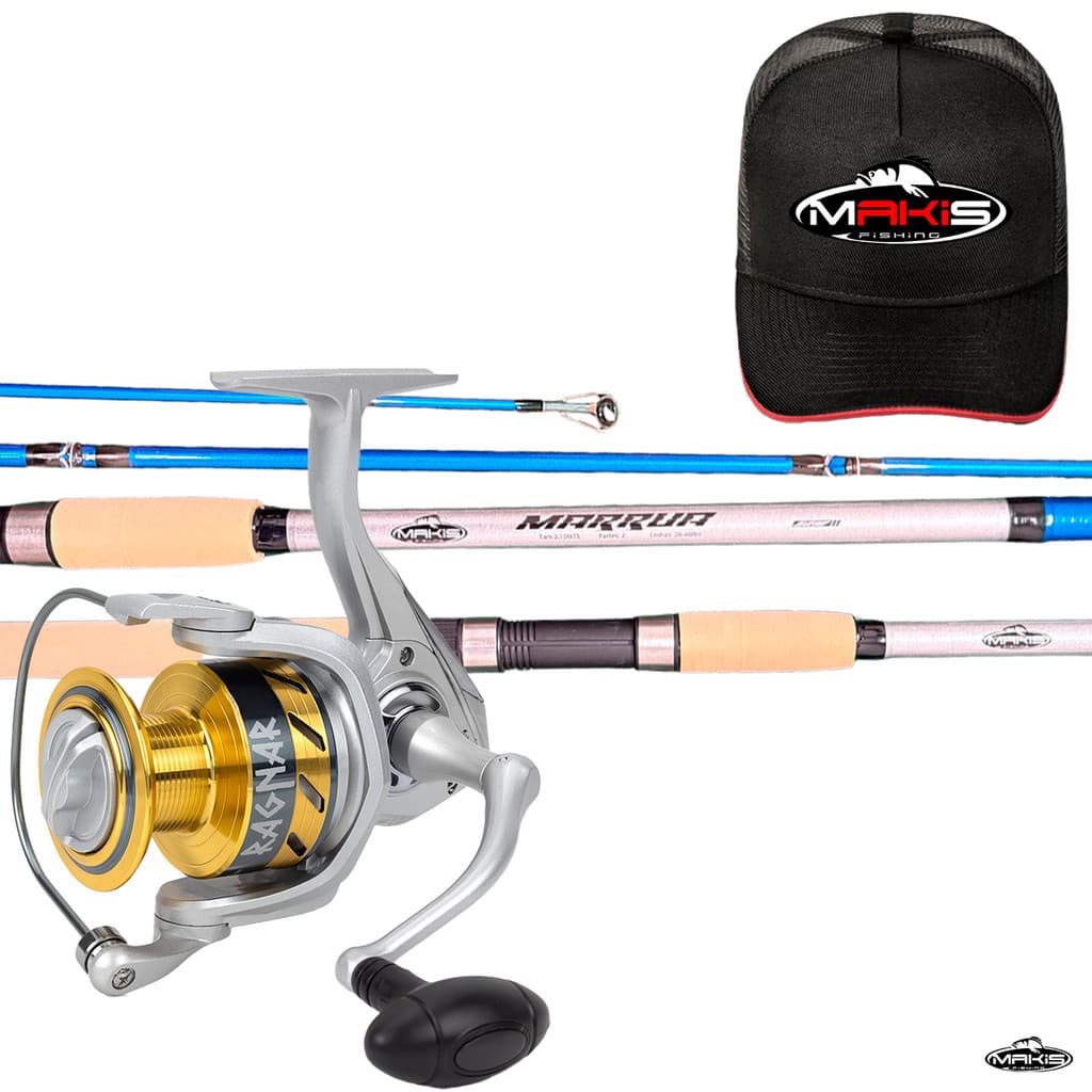 Kit Molinete de Pesca Barato Molinete Ragnar + Vara Para Pesqueiro + Boné Makis Fishing