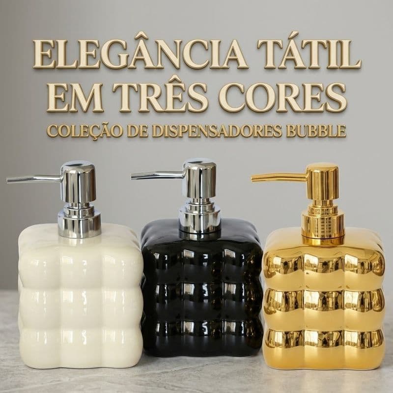 Dispenser Sabonete Liquido Decorativo de Porcelana Porta Sabonete Liquido de 200ML 13x7cm - 1061