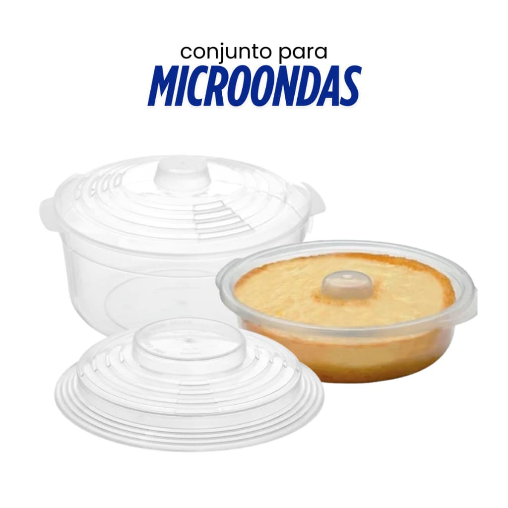 Kit 3 Peças De Acessórios para Micro Ondas BPA Free Incolor Acompanha  Tampa, Panela, Forma