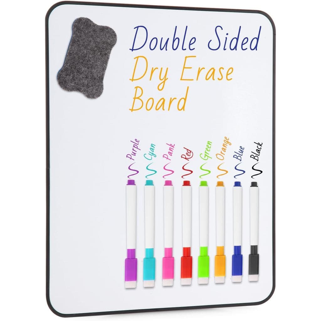 Quadro Branco Pequeno para Apagar a Seco, Dupla Face, 14x11 Polegadas, Mini Quadro Branco com 8 Marcadores para Estudant