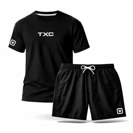 Kit conjunto camiseta 100% algodão e short tactel