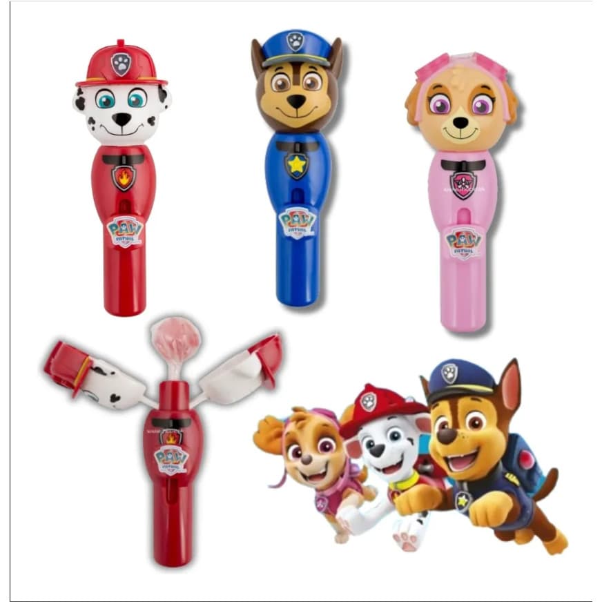 KIT C/3 PIRULITO PATRULHA CANINA COM BRINQUEDO KIDS SPIN POPS