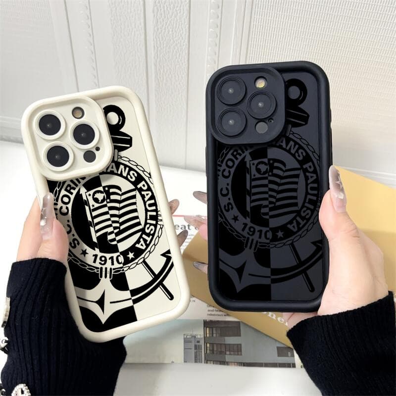 Capinha Crachá Corinthians para iPhone 11 normal 12 13 xr xs max 14 15 16 pro max 13 14 15 Plus 15 14 13 Pro 17 Air capa