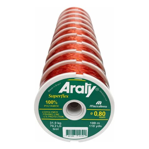 Kit 10 Rolos Linha Araty Super Flex 0,80mm Salmão Total 1000 Salmão