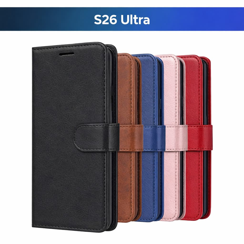 Kit Capinha Carteira Couro S26 Ultra + Película Hidrogel Proteção Total