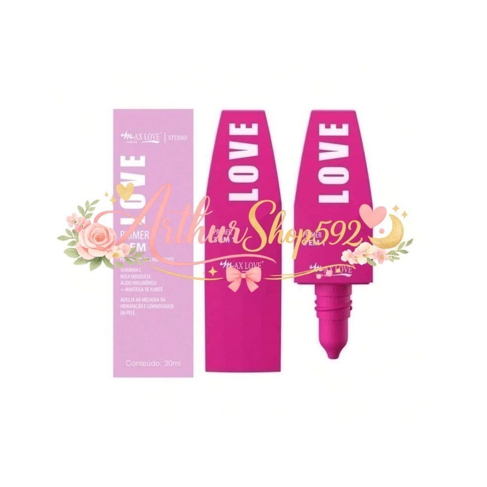 Primer Facial Hidratante Pré Maquiagem 3 em 1 Max Love com Rosa MosquetaJ2X7