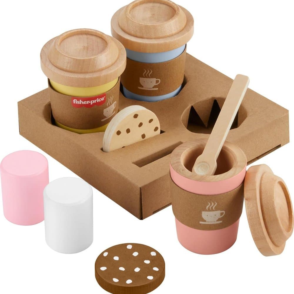 Fisher-Price Brinquedo para Bebês Conjunto Meu Primeiro Cappuccino de Madeira para crianças a partir