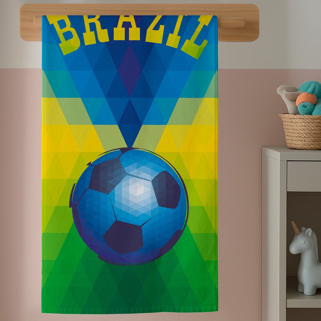 Toalha De Piscina Infantil Estampa Brasil Futebol Algodão Novidade Jogos Copa 2026 Jogos Seleção
