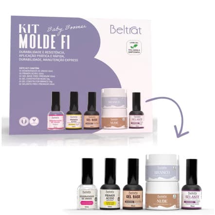 Kit Molde F1 Baby Boomer 6 em 1 Alongamento Unhas Gel Beltrat
