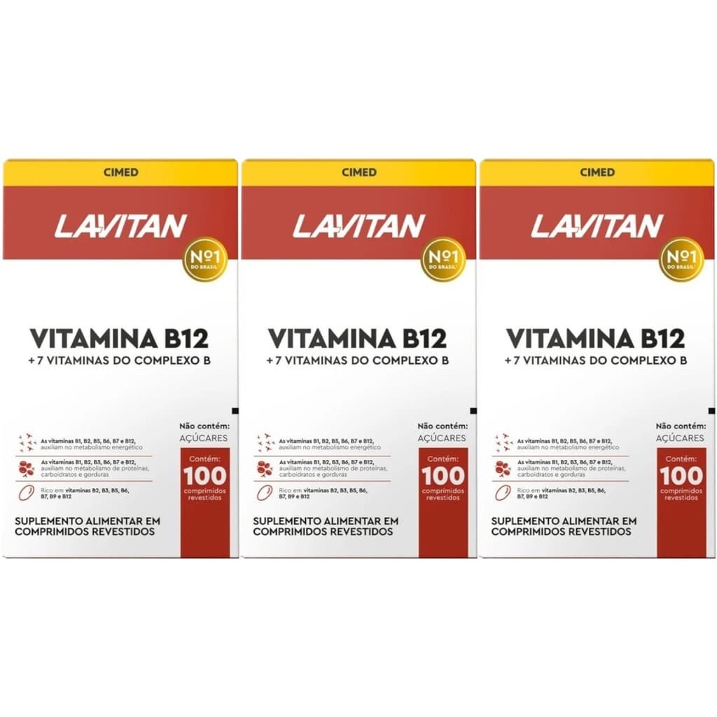 Kit 3 Lavitan Vitamina B12 + 7 Vitaminas Complexo B Com 100 Comp. - Cimed