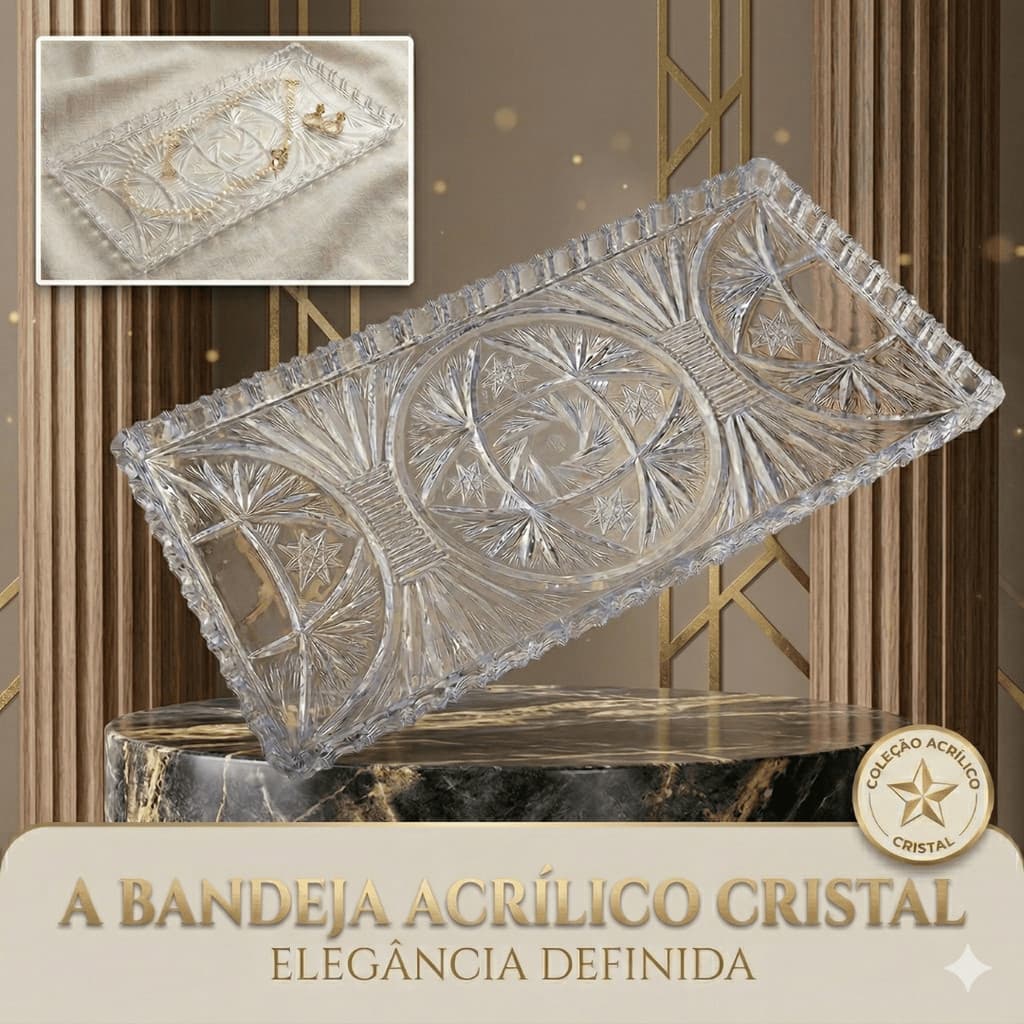 Bandeja De Acrílico Cristal 33x16cm | Elegante, Resistente e Versátil