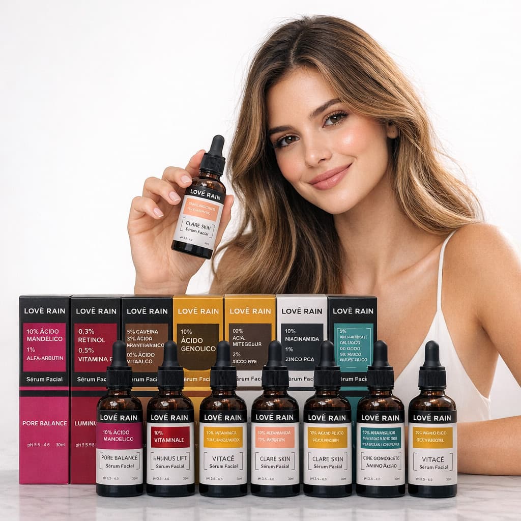 Séruns SkinLab Expert Linha Completa - Tratamento para Poros, Manchas, Oleosidade e Lifting da Lové Rain Cosméticos