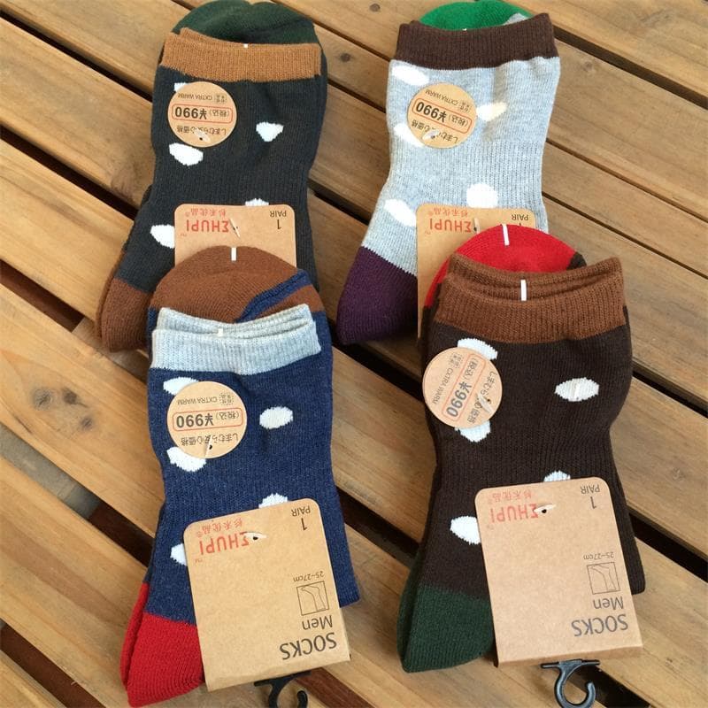 Outono inverno masculino engrossado quente meias esportivas Mid-Tube meias de algodão puro Casual Terry listras cor sóli