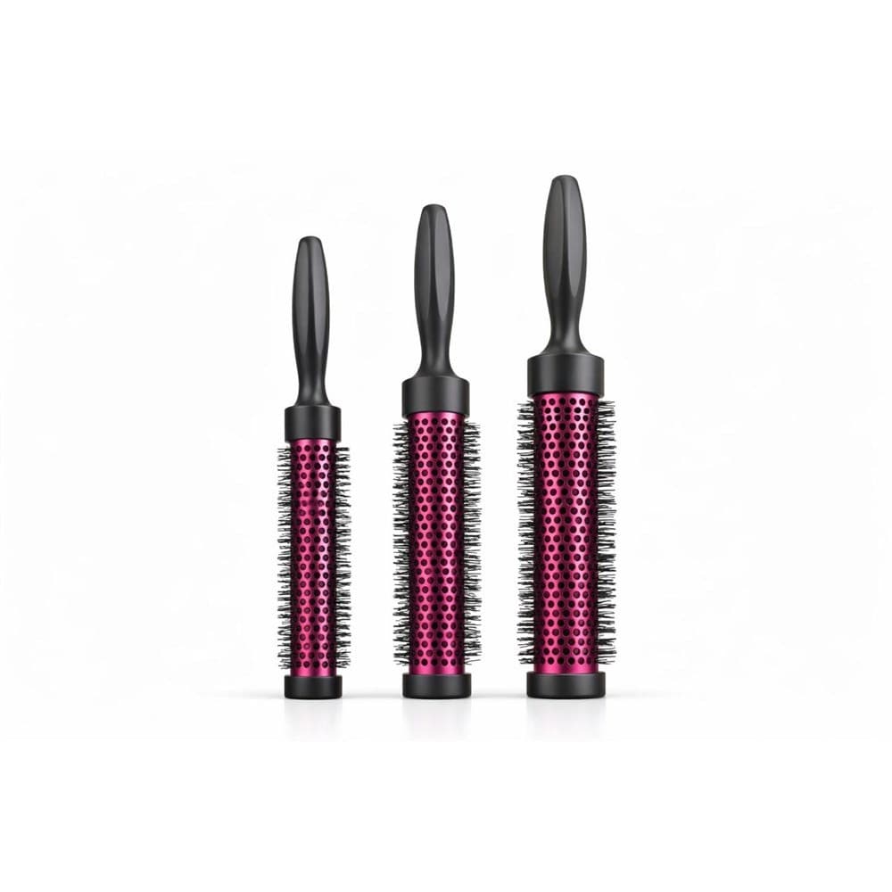 Kit 3 Escova Long Térmica Preto e Rosa P M G Profissional
