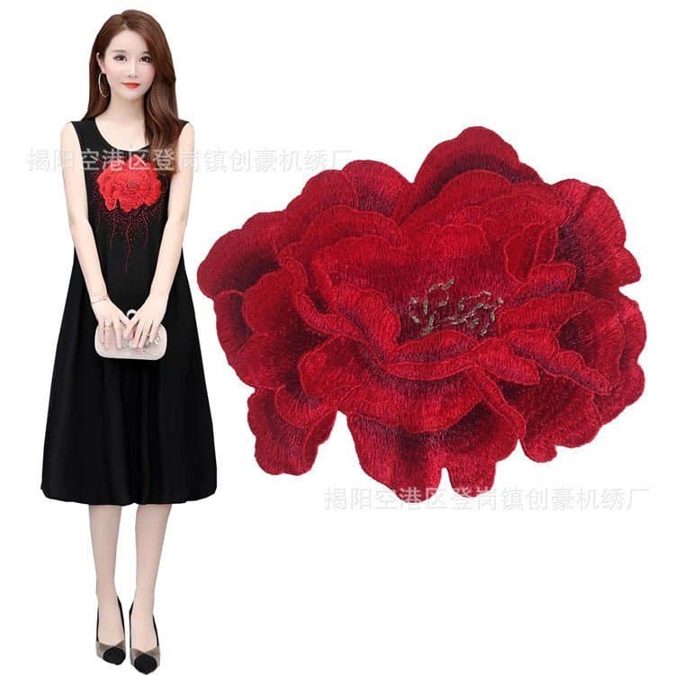 Produtos de Bordado Chuanghao, Acessórios de Vestuário com Flor de Peônia, Apliques de Tecido Bordado para Vestidos e Co