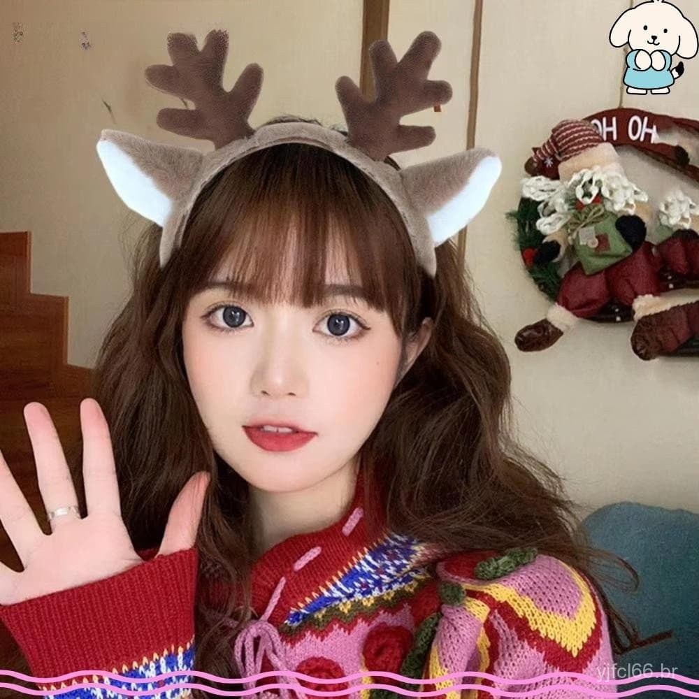 Acessórios de Natal, Faixa de Cabelo com Chifres Macios, Faixa de Cabelo de Chifres Lolita em Pele Sintética