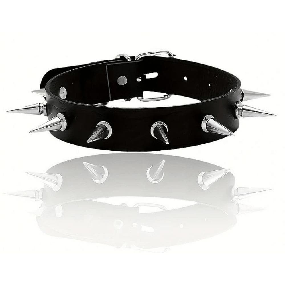 Gargantilha Spikes Couro Colar Coleira Pingente Choker Gótica Moda Alternativa Punk