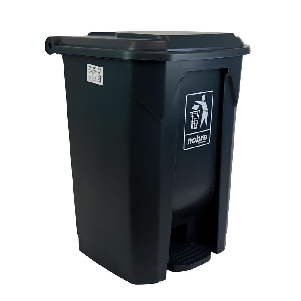 Lixeira Cinza 50L com Pedal – Grande, Áreas Externas Nobre
