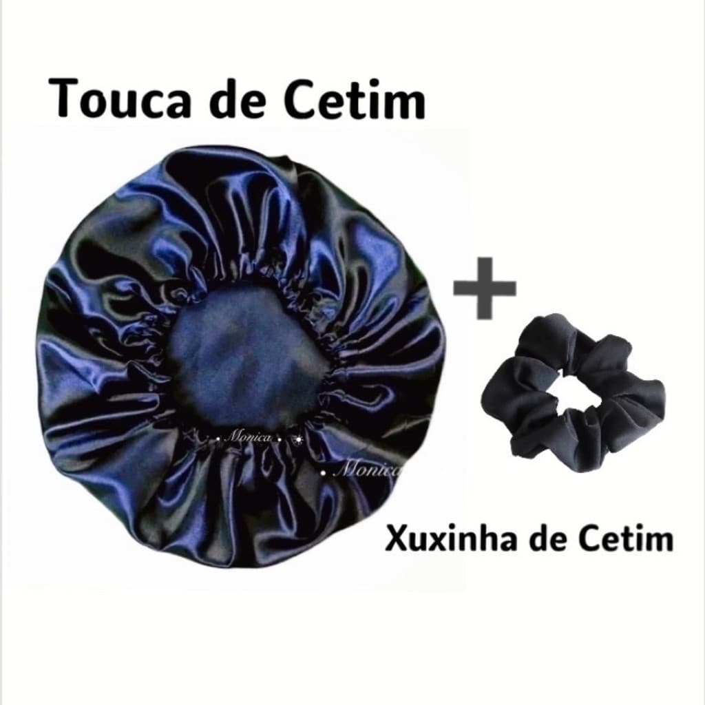 Touca de Cetim Antifrizz + Xuxinha Scrunchie Cetim Cabelo Cores Sortidas