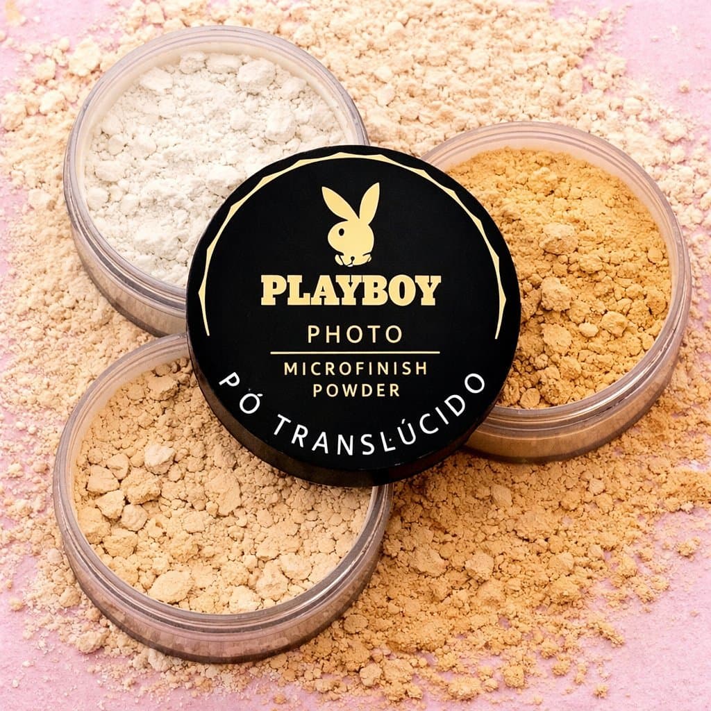 Pó Translúcido Playboy Microfinish • Aveludado • Antibrilho • Pele Sequinha